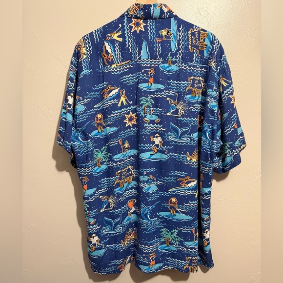 John Severson Collection by Kahala Vtg Blue Hawaiian Shirt with Golf Print Large - Picture 13 of 15